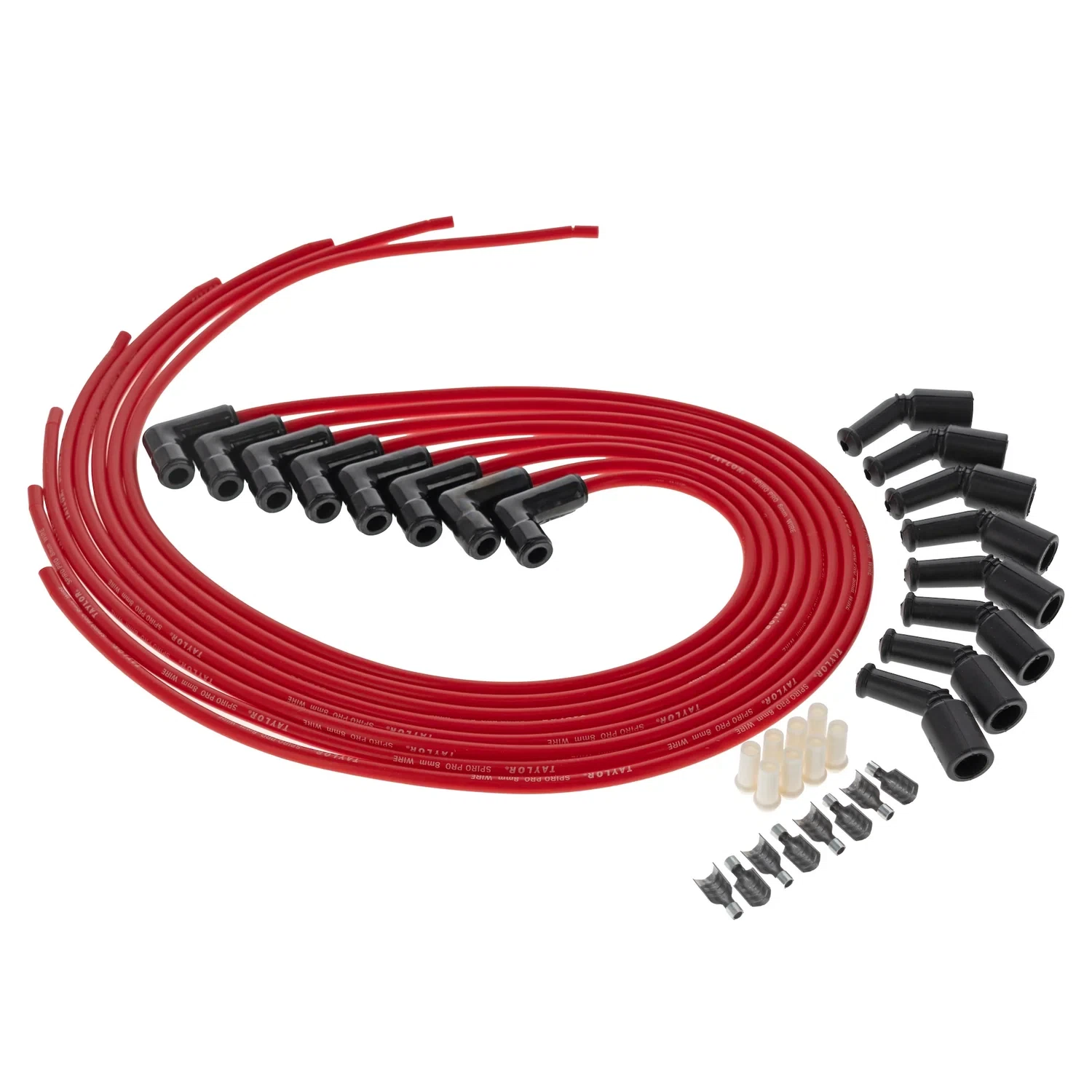 Spark Plug Wire Set Universal Silicone Spiro Pro 8mm 90_ 350 ohm_ft Red 75261-B